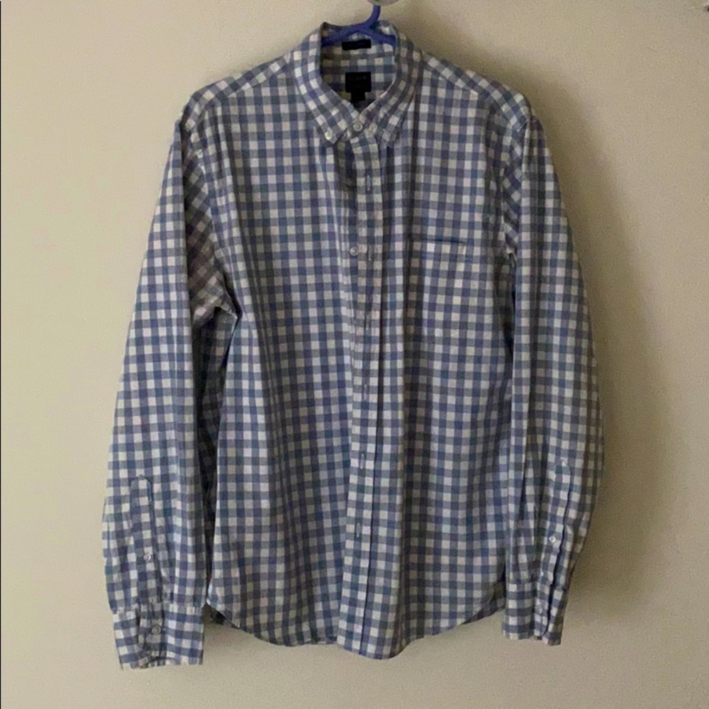 J CREW Blue Checkered Button Down
